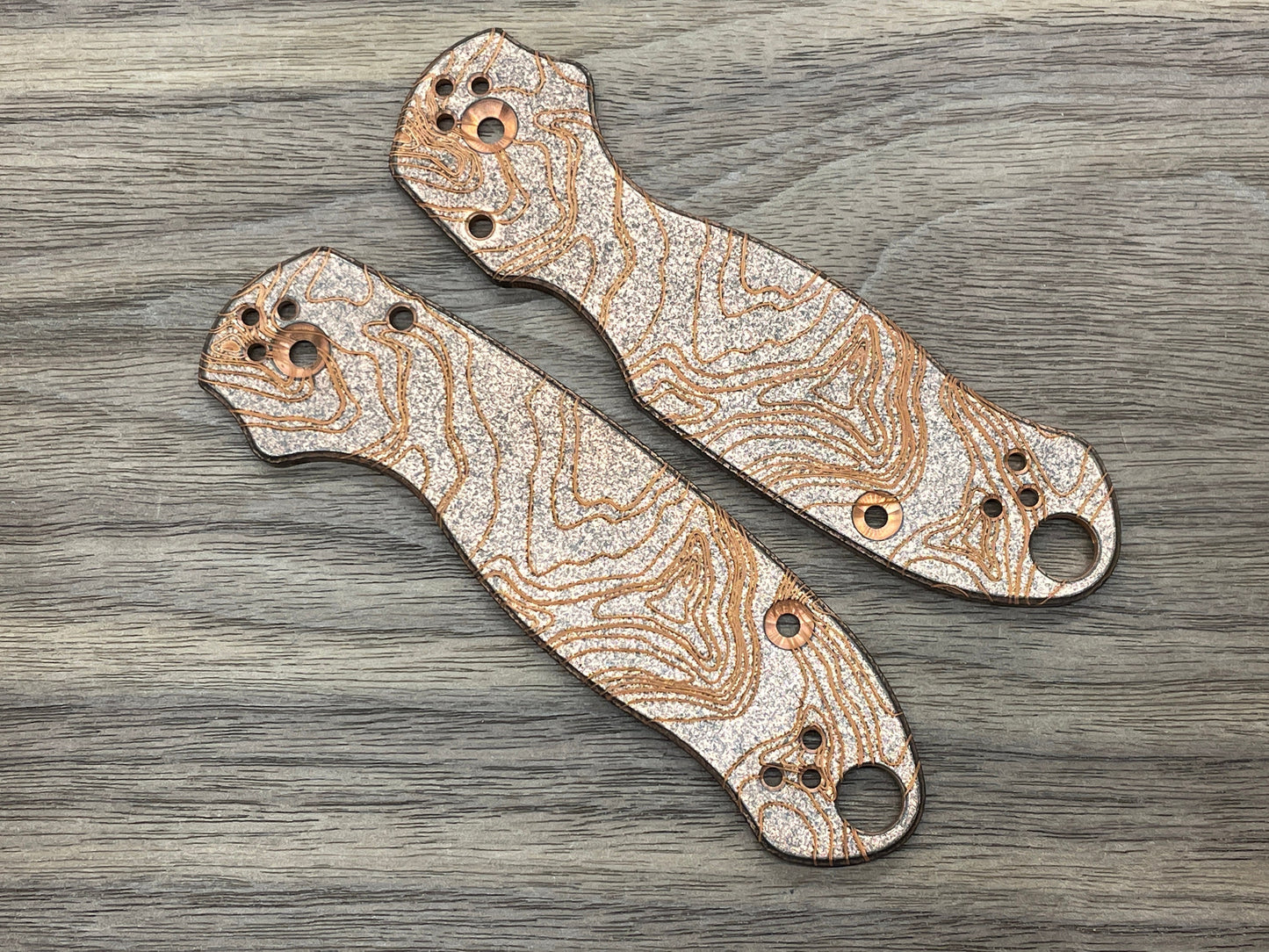 Battleworn TOPO engraved Copper Scales for Spyderco Paramilitary 2 PM2