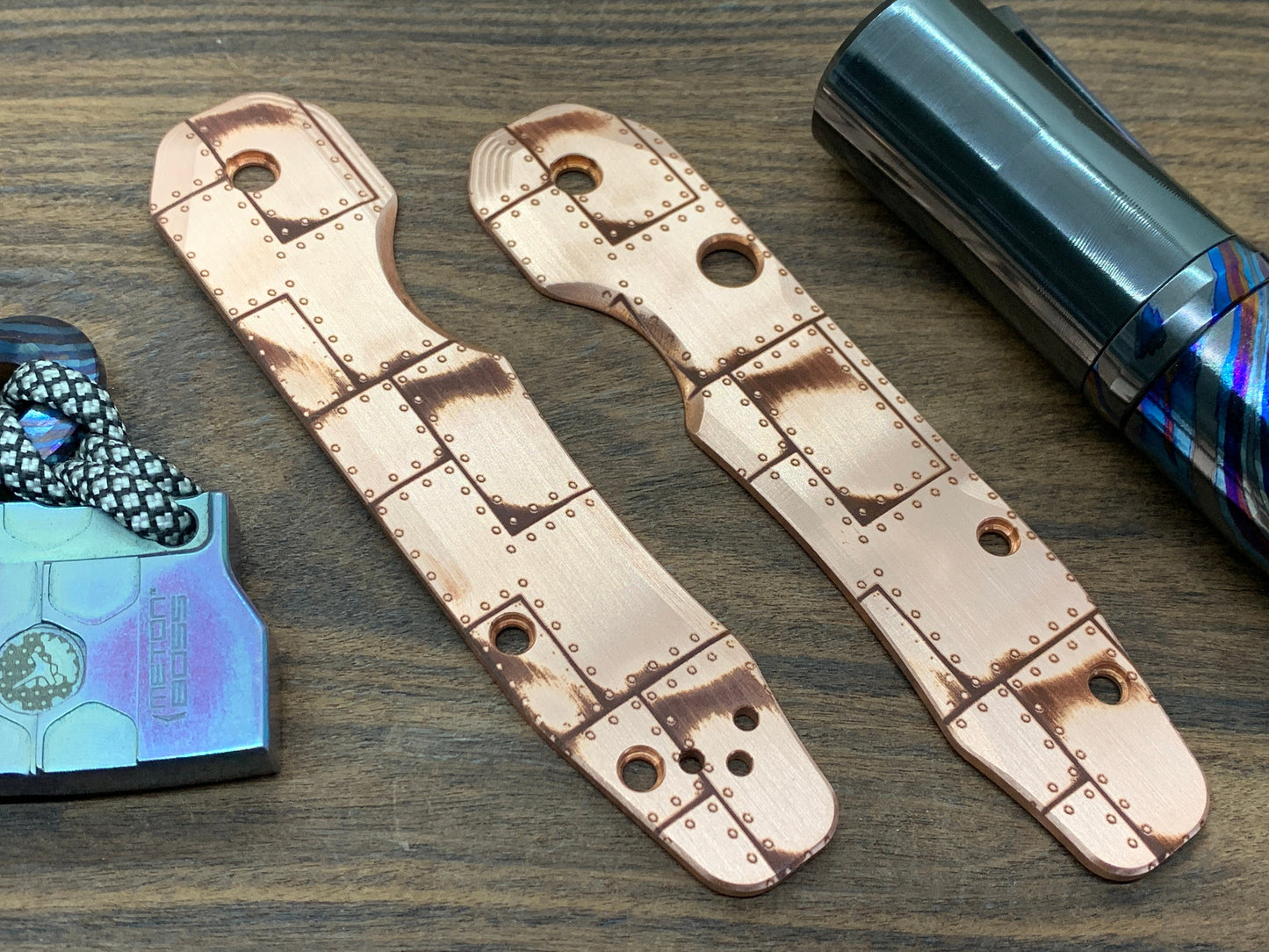 RIVETED AIRPLANE Copper Scales for Spyderco SMOCK