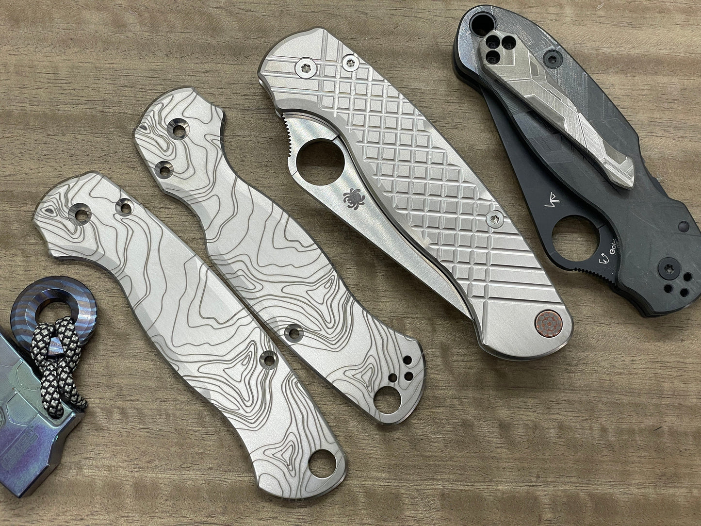 Redesigned TOPO Engraved Titanium scales for Spyderco Paramilitary 2 PM2