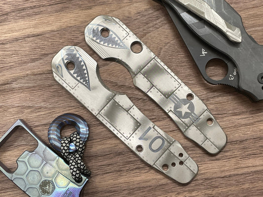 P40 Style RIVETED Titanium Scales for Spyderco SMOCK