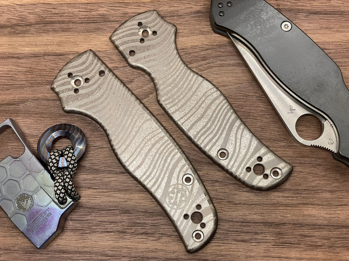 Battleworn BESKAR Mandalorian Titanium Scales for SHAMAN Spyderco