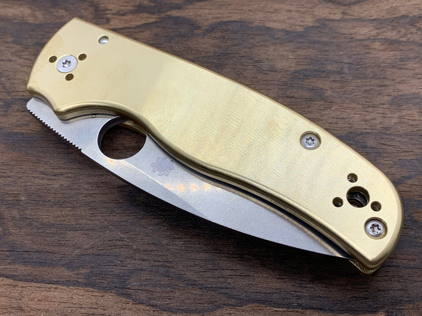 Brushed Brass Scales for SHAMAN Spyderco