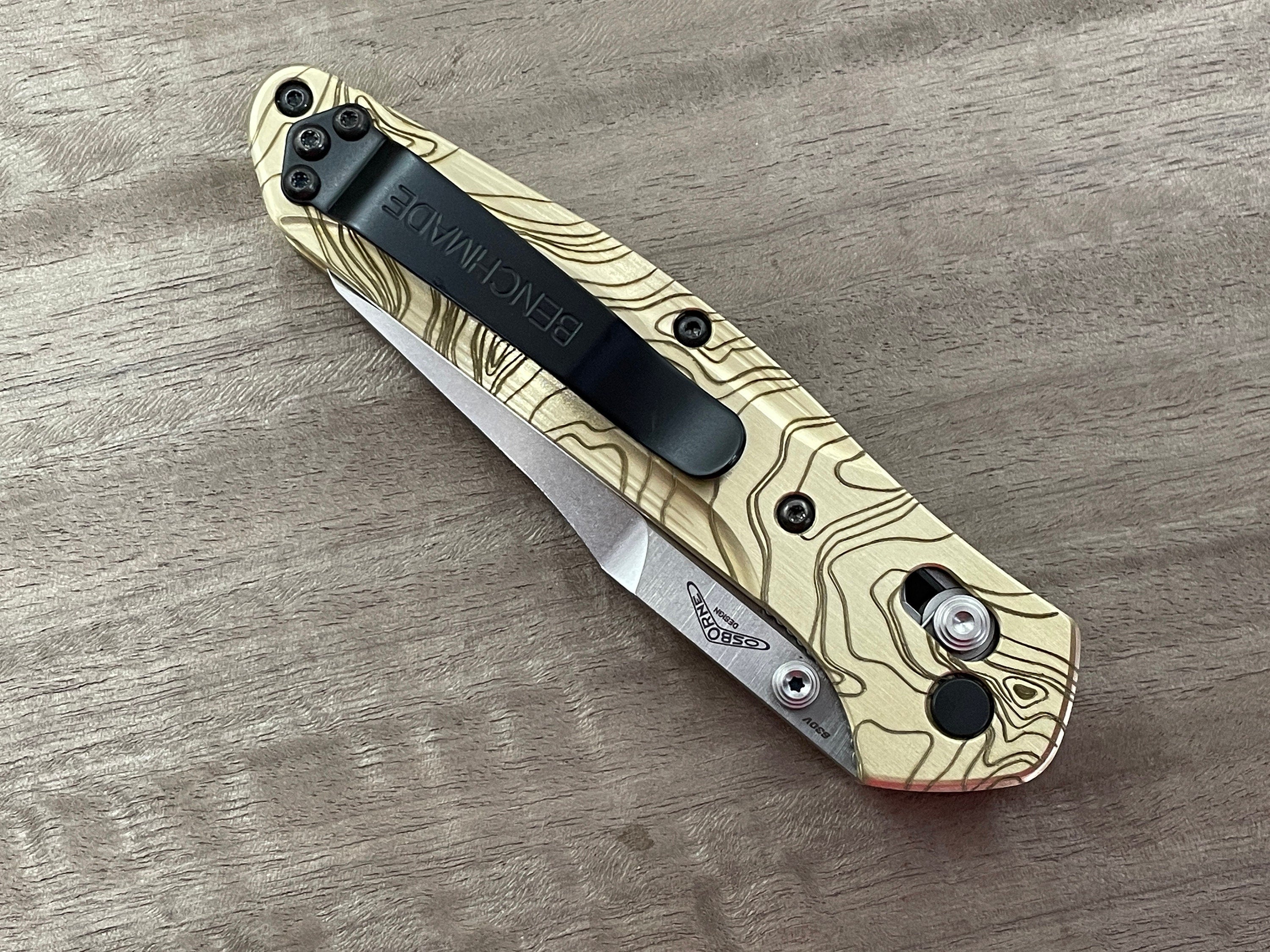 COMPASS engraved Brass Knife Scales for Benchmade 940 Osborne Folding Knife scales Pocket knife EDC gear MetonBoss Every 2024 Day Carry Cnc