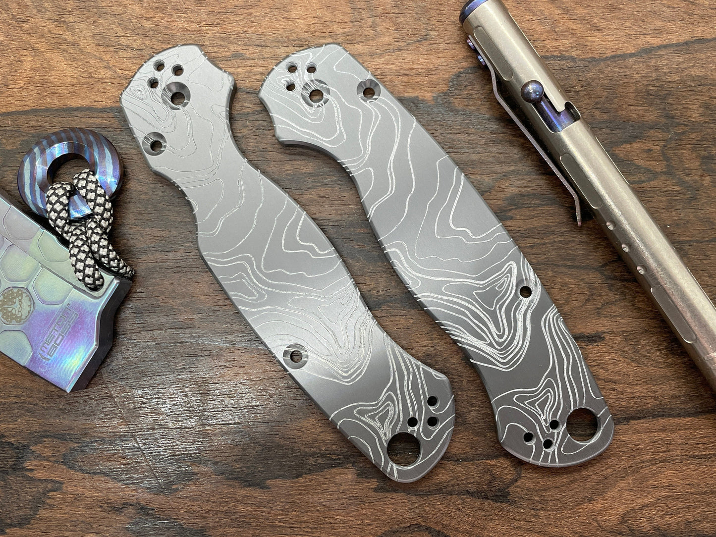 TOPO Engraved black Zirconium scales for Spyderco Paramilitary 2 PM2