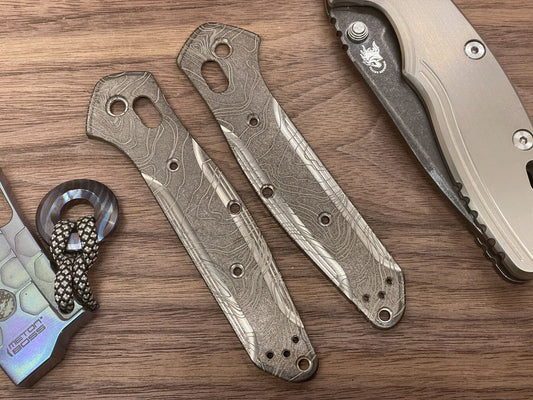 Battleworn TOPO engraved Titanium Scales for Benchmade 940 Osborne