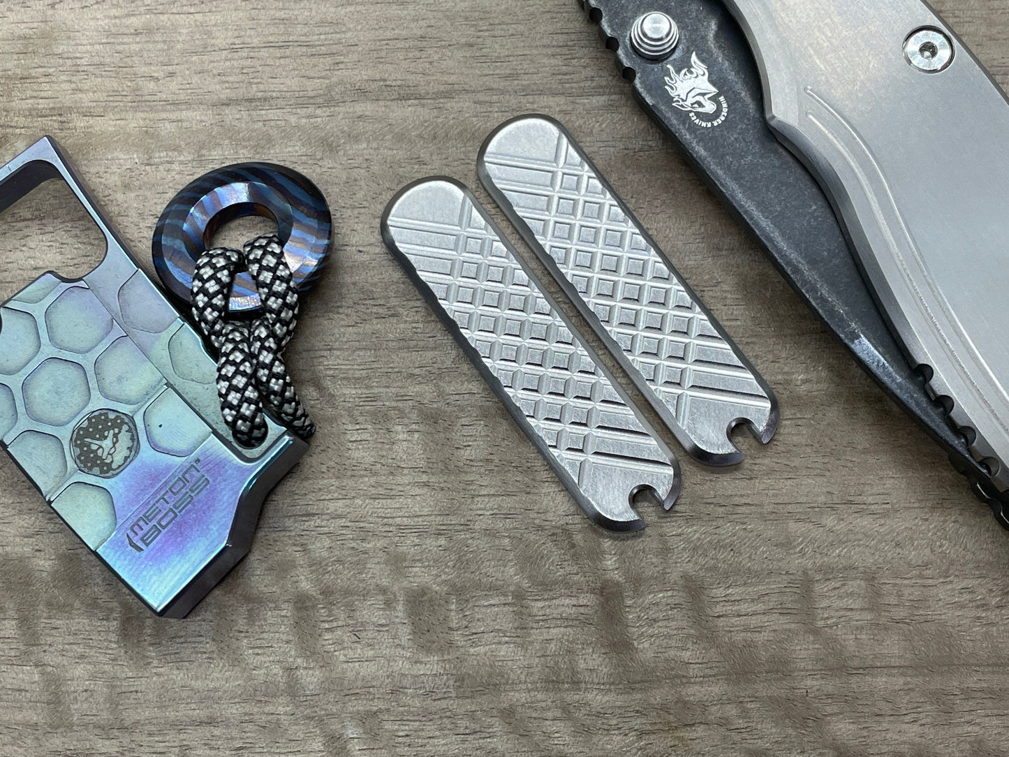 Deep Brushed FRAG Cnc milled 58mm Titanium Scales for Swiss Army SAK