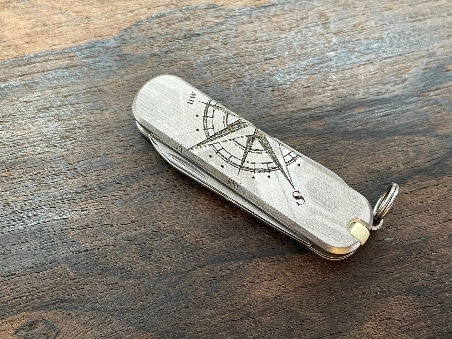 COMPASS engraved 58mm Titanium Scales for Swiss Army SAK