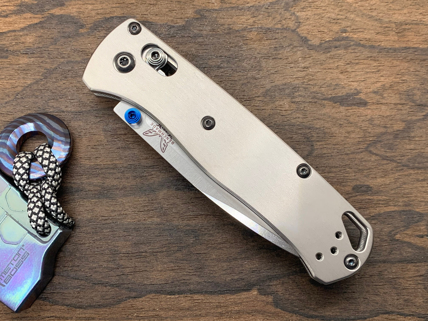 TOPO Blue Ano Brushed Titanium Scales for Benchmade Bugout 535
