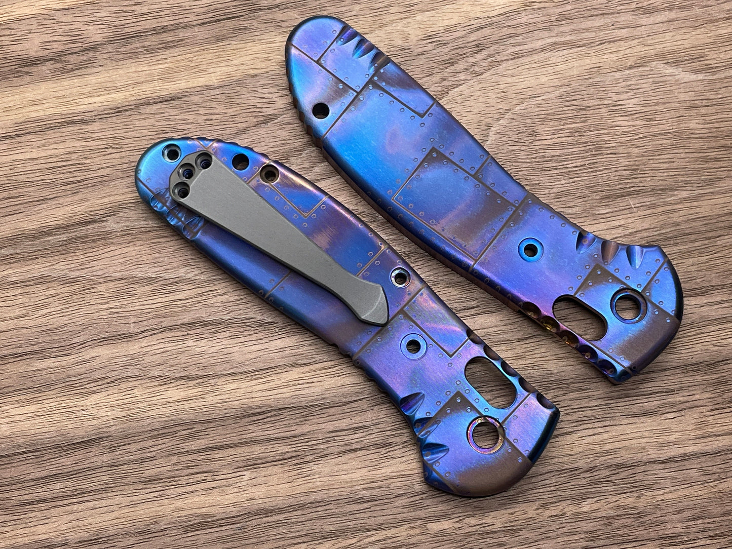 Flamed RIVETED Airplane Titanium Scales for Benchmade GRIPTILIAN 551 & 550