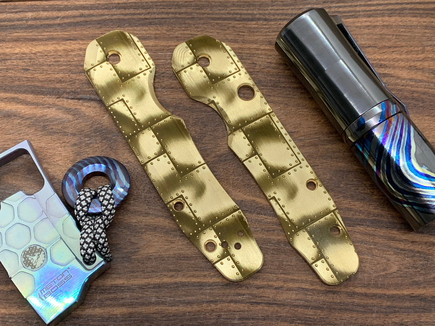 RIVETED AIRPLANE Brass Scales for Spyderco SMOCK