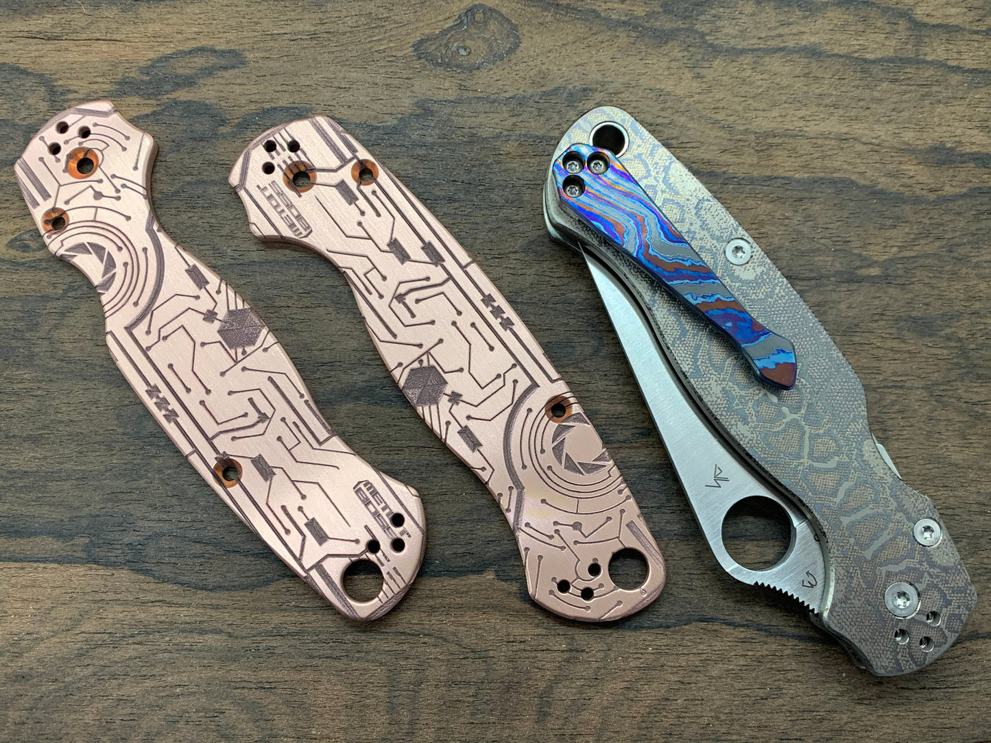 CIRCUIT BOARD engraved Copper Scales for Spyderco Paramilitary 2 PM2