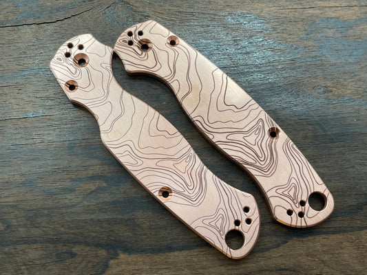 TOPO engraved Copper Scales for Spyderco Paramilitary 2 PM2