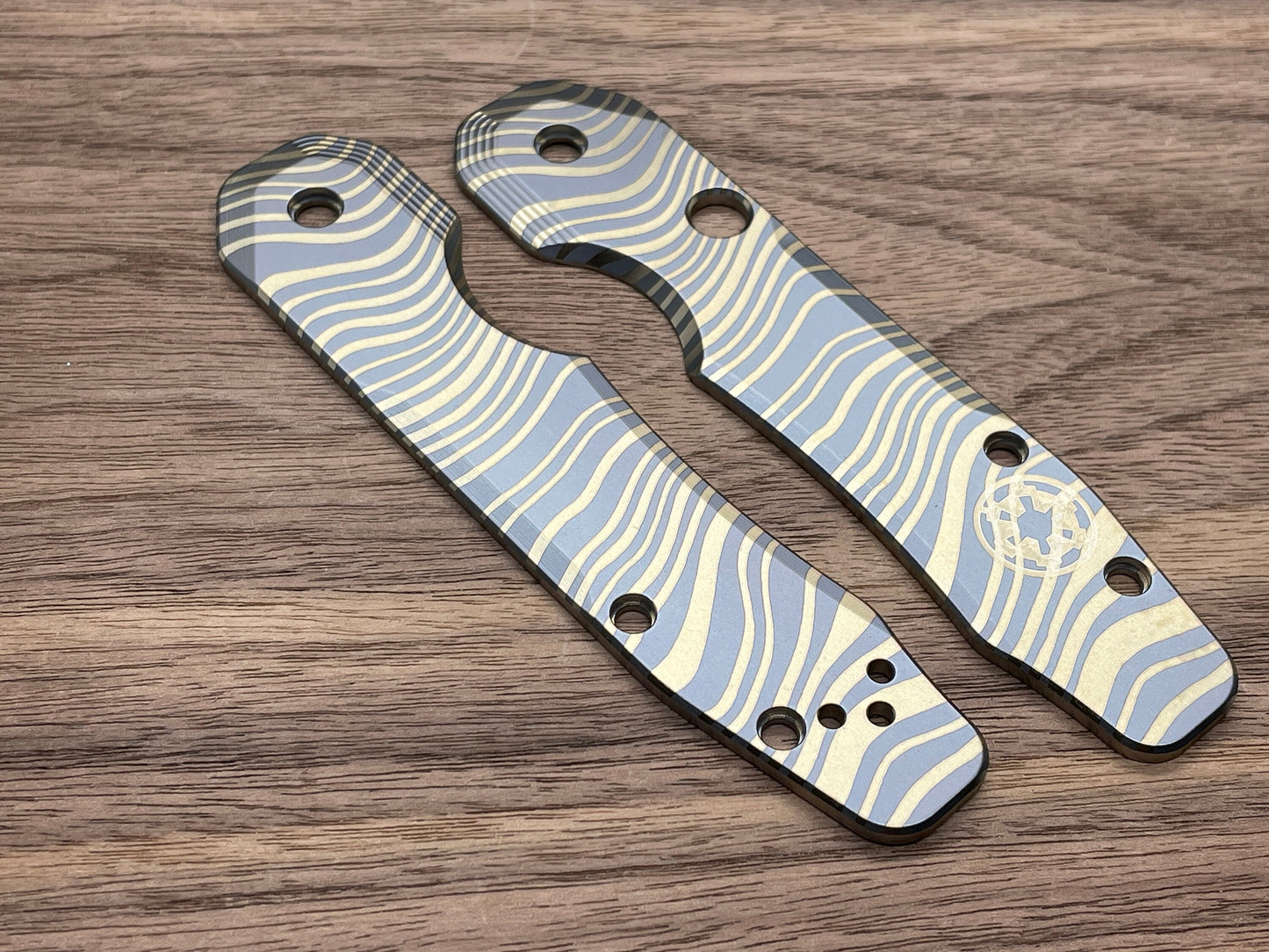 Black BESKAR Mandalorian Titanium Scales for Spyderco SMOCK