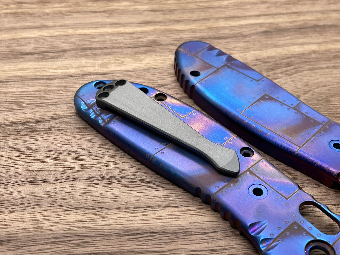 Flamed RIVETED Airplane Titanium Scales for Benchmade GRIPTILIAN 551 & 550