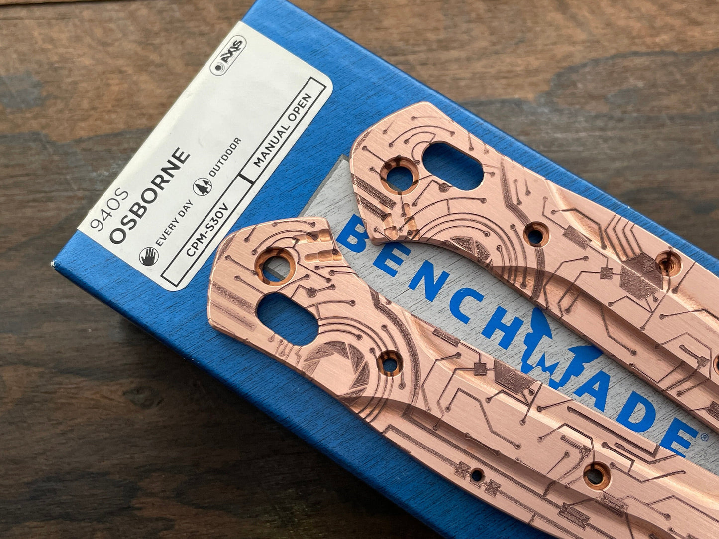 CIRCUIT BOARD engraved Copper Scales for Benchmade 940 Osborne