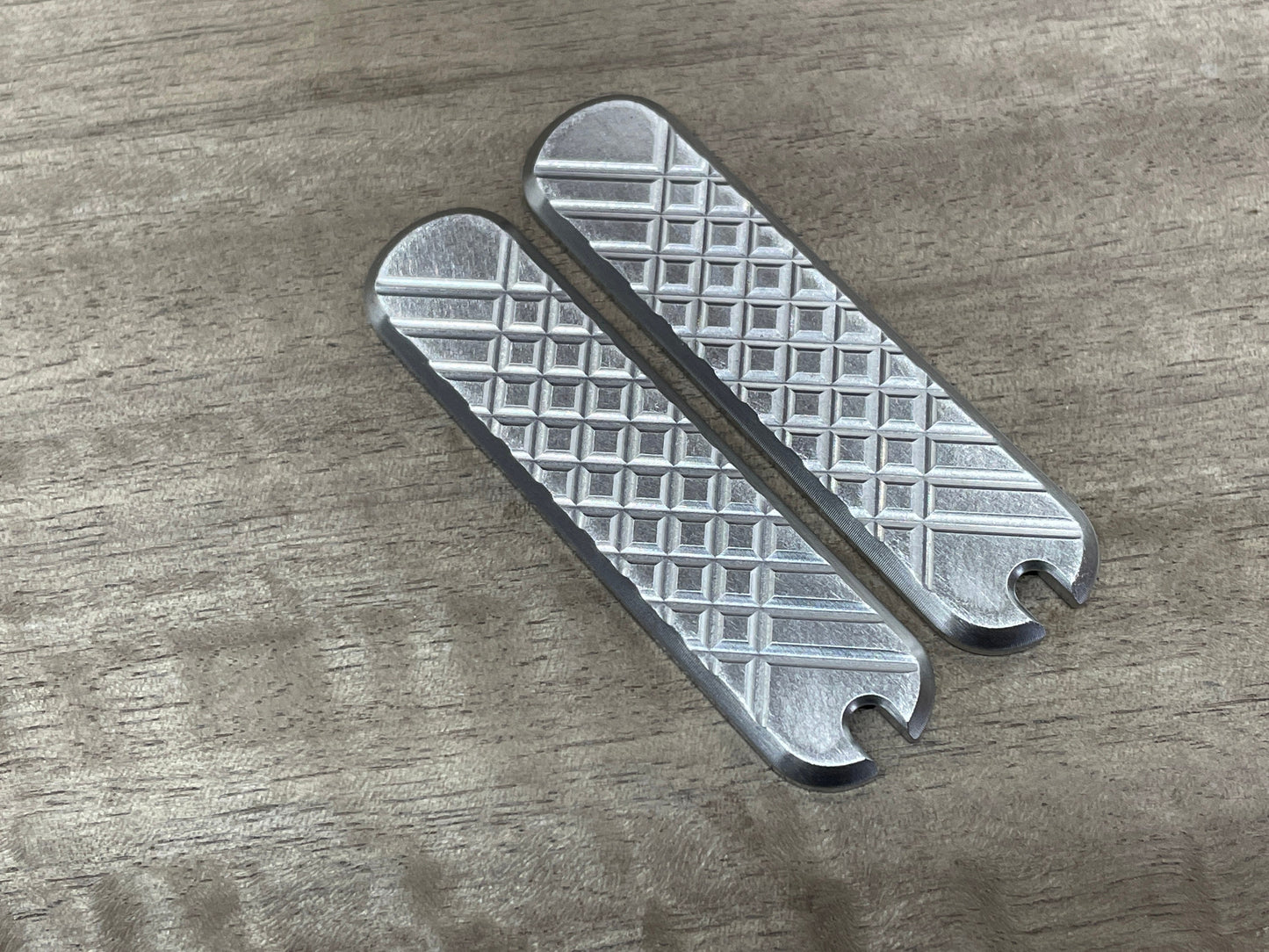 Deep Brushed FRAG Cnc milled 58mm Titanium Scales for Swiss Army SAK