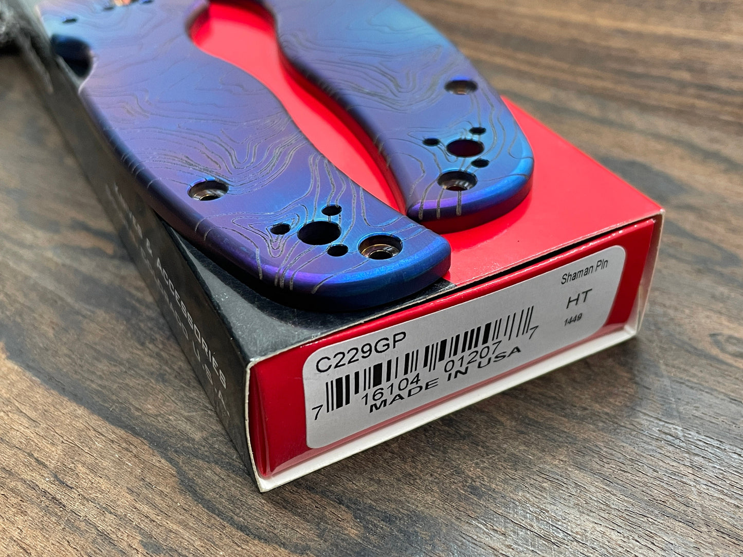 Battleworn TOPO engraved Titanium Scales for SHAMAN Spyderco