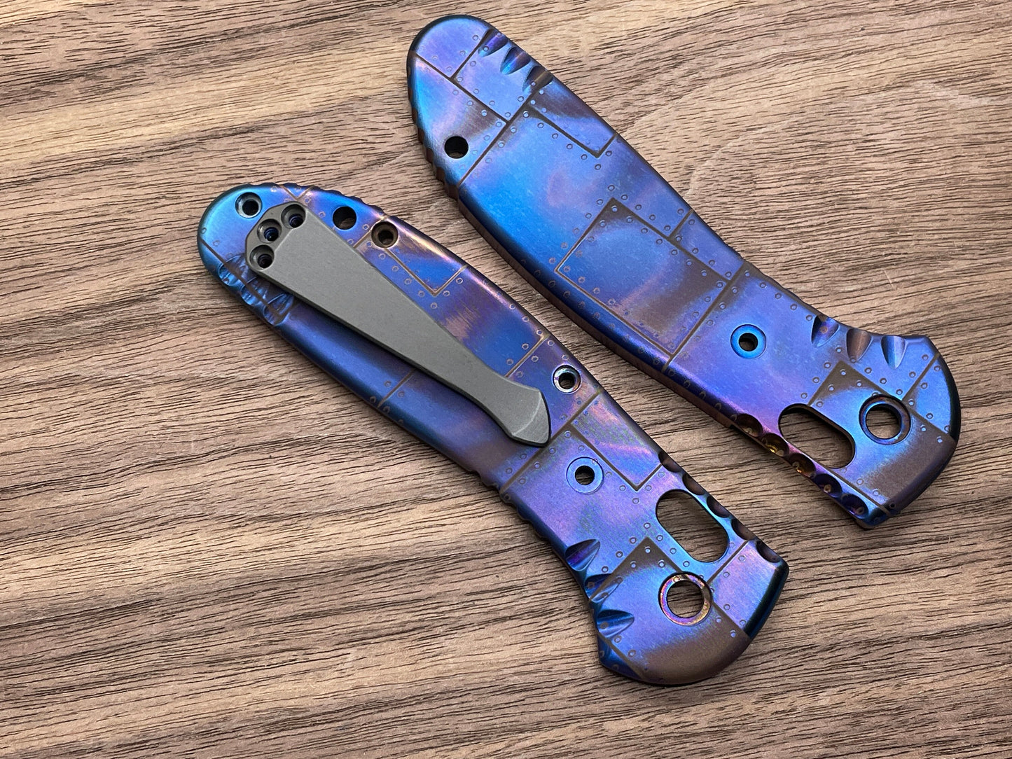 Flamed RIVETED Airplane Titanium Scales for Benchmade GRIPTILIAN 551 & 550