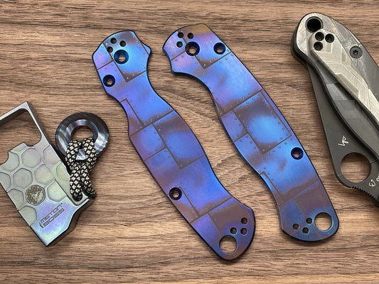 Flamed RIVETED AIRPLANE Titanium scales for Spyderco Paramilitary 2 PM2