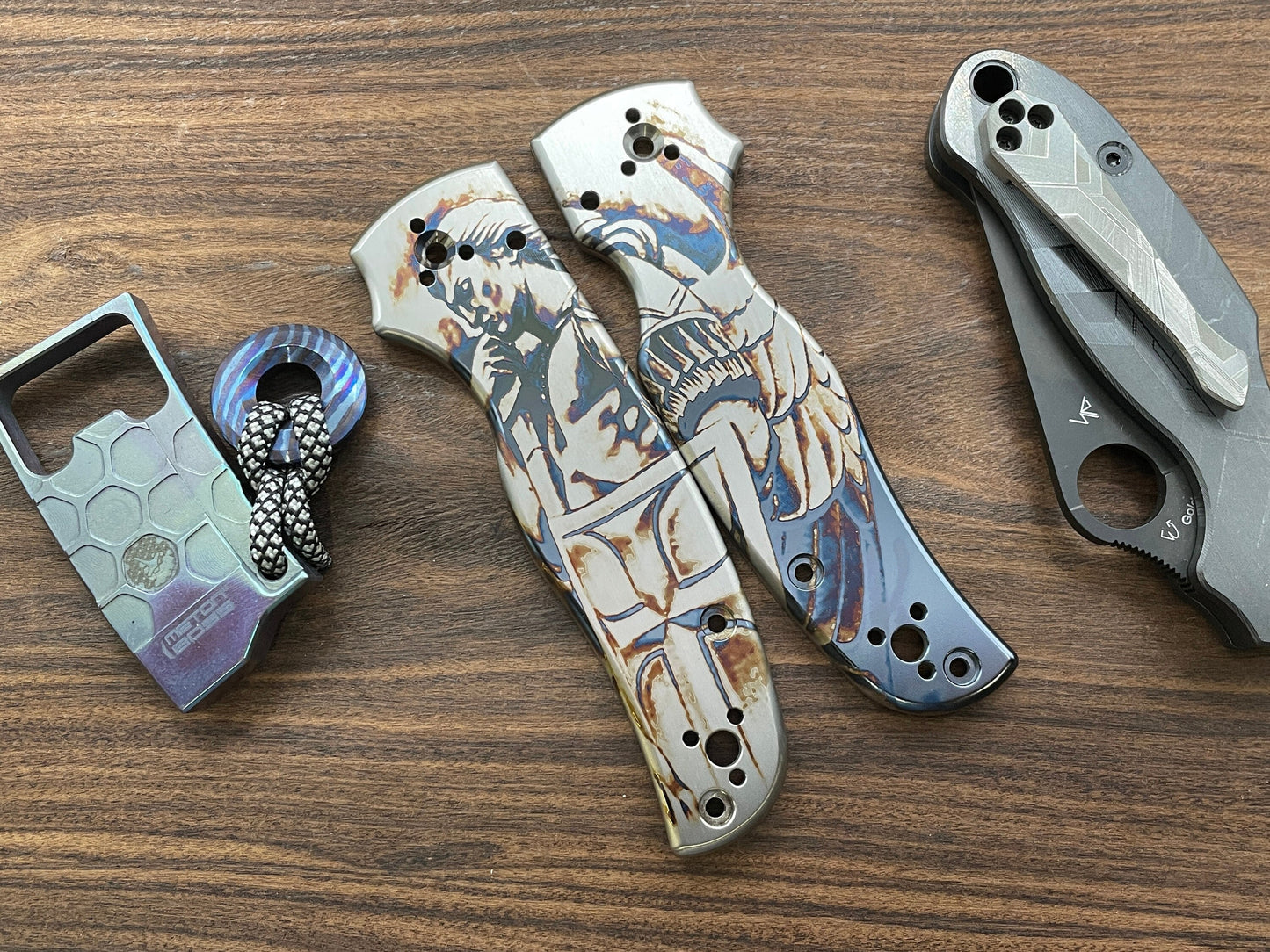 St. MICHAEL the Archangel Titanium Scales for SHAMAN Spyderco