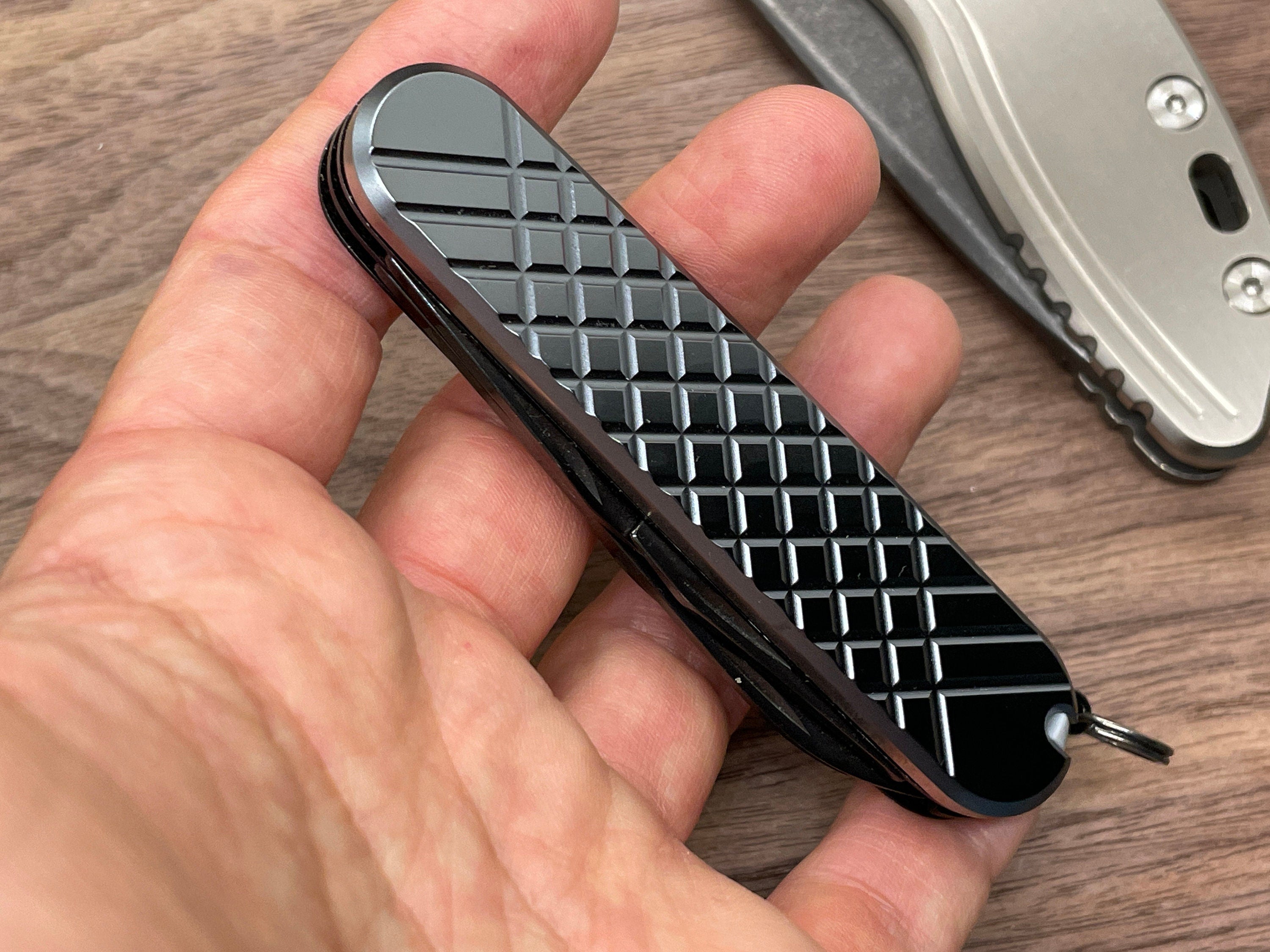 Black FRAG 91mm Titanium Scales for Swiss Army SAK Metonboss