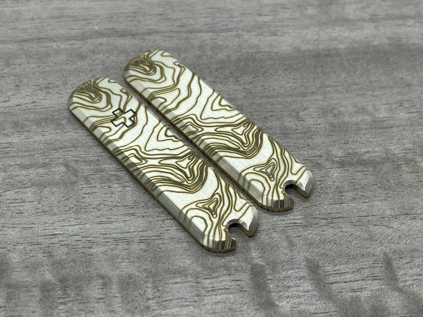 TOPO engraved 58mm Brass Scales for Swiss Army SAK