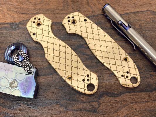 DRAGONSKIN engraved Brass Scales for Spyderco Para 3