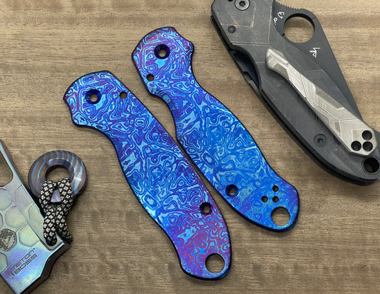 ALIEN heat ano engraved Titanium Scales for Spyderco Para 3