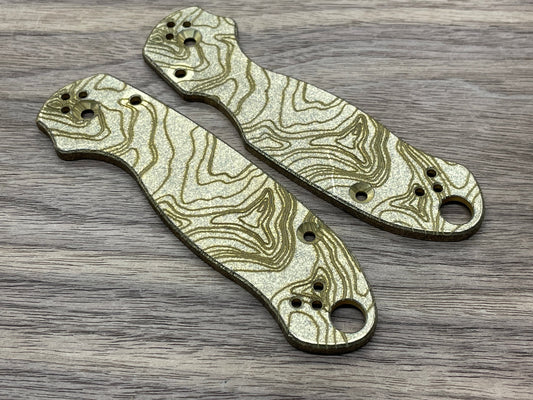 Battleworn TOPO engraved Brass Scales for Spyderco Para 3