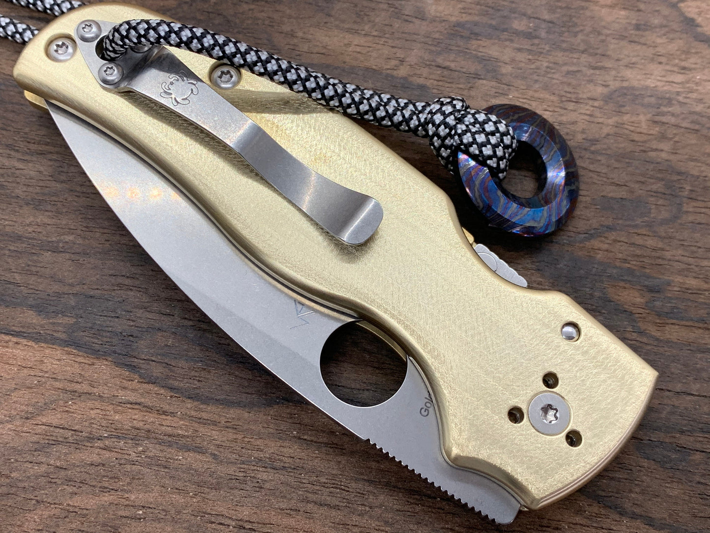 Deep Brushed Brass Scales for SHAMAN Spyderco