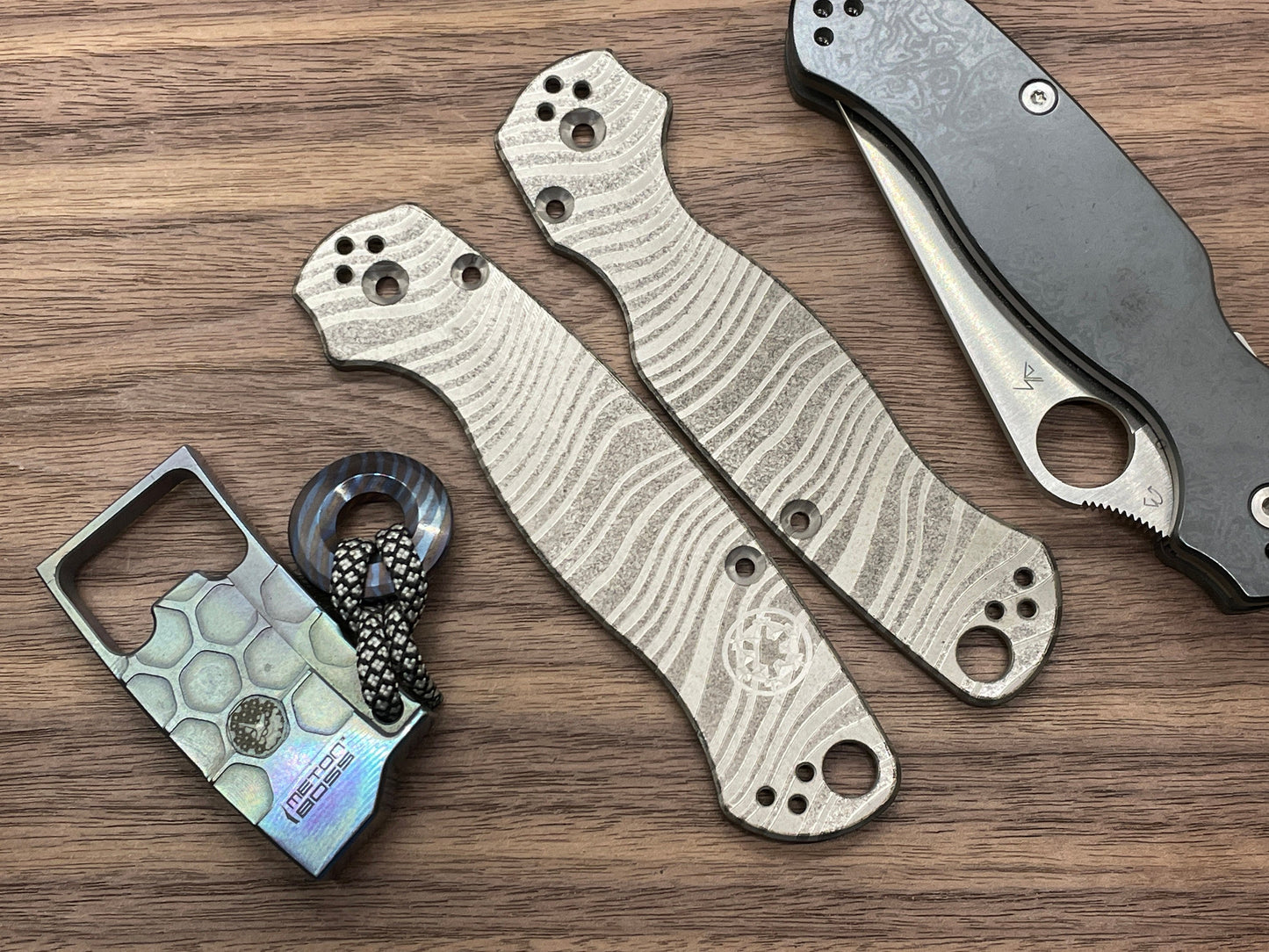 Battleworn BESKAR Mandalorian Titanium scales for Spyderco Paramilitary 2 PM2