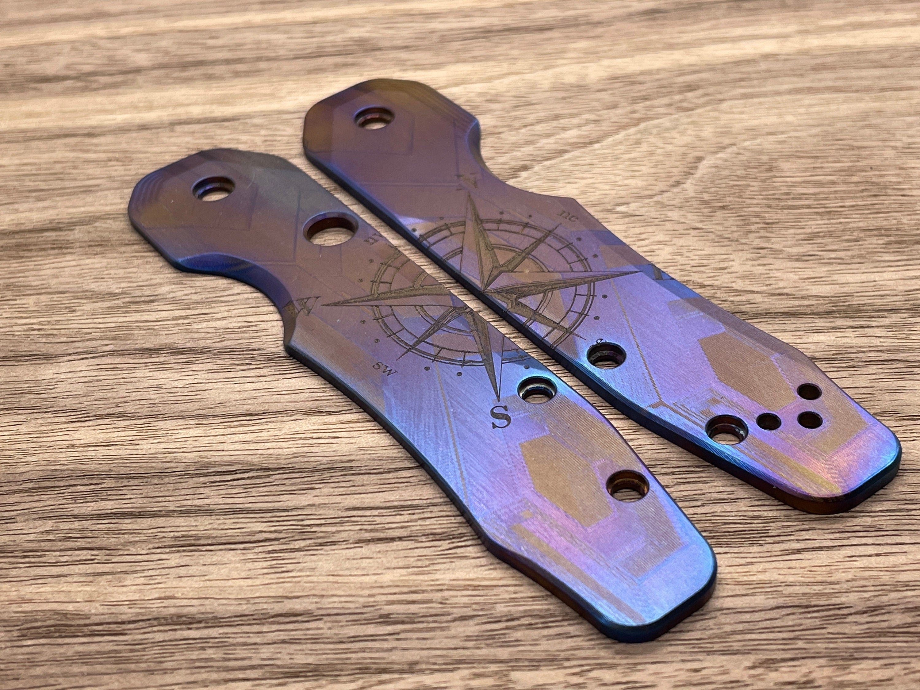 Flamed COMPASS Titanium Scales for Spyderco SMOCK