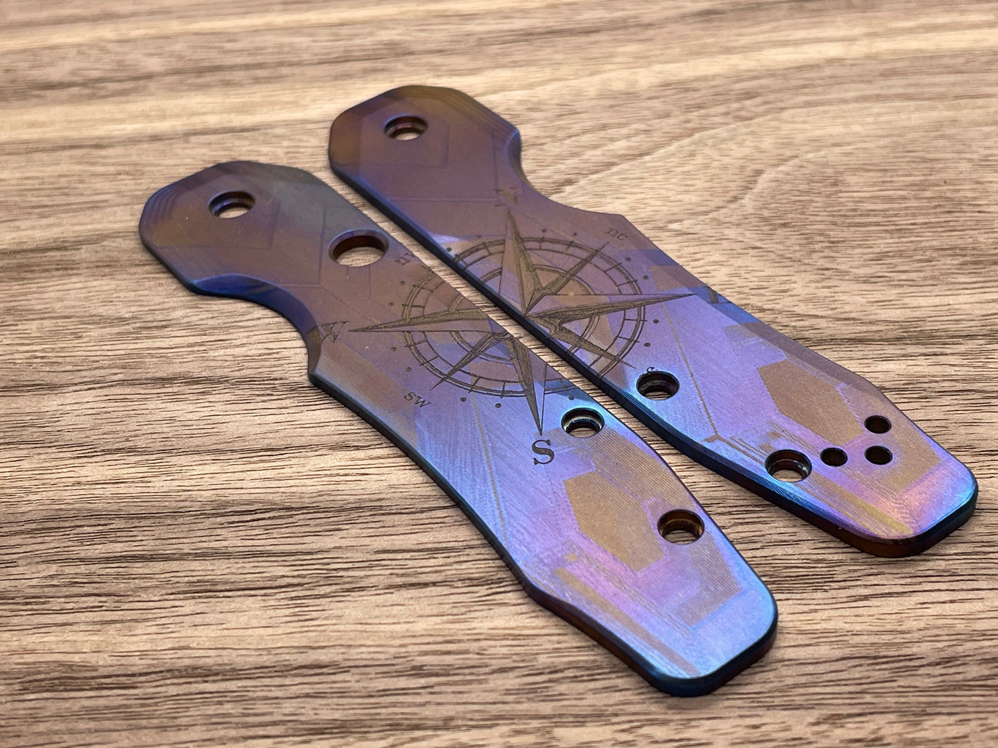 Flamed COMPASS Titanium Scales for Spyderco SMOCK