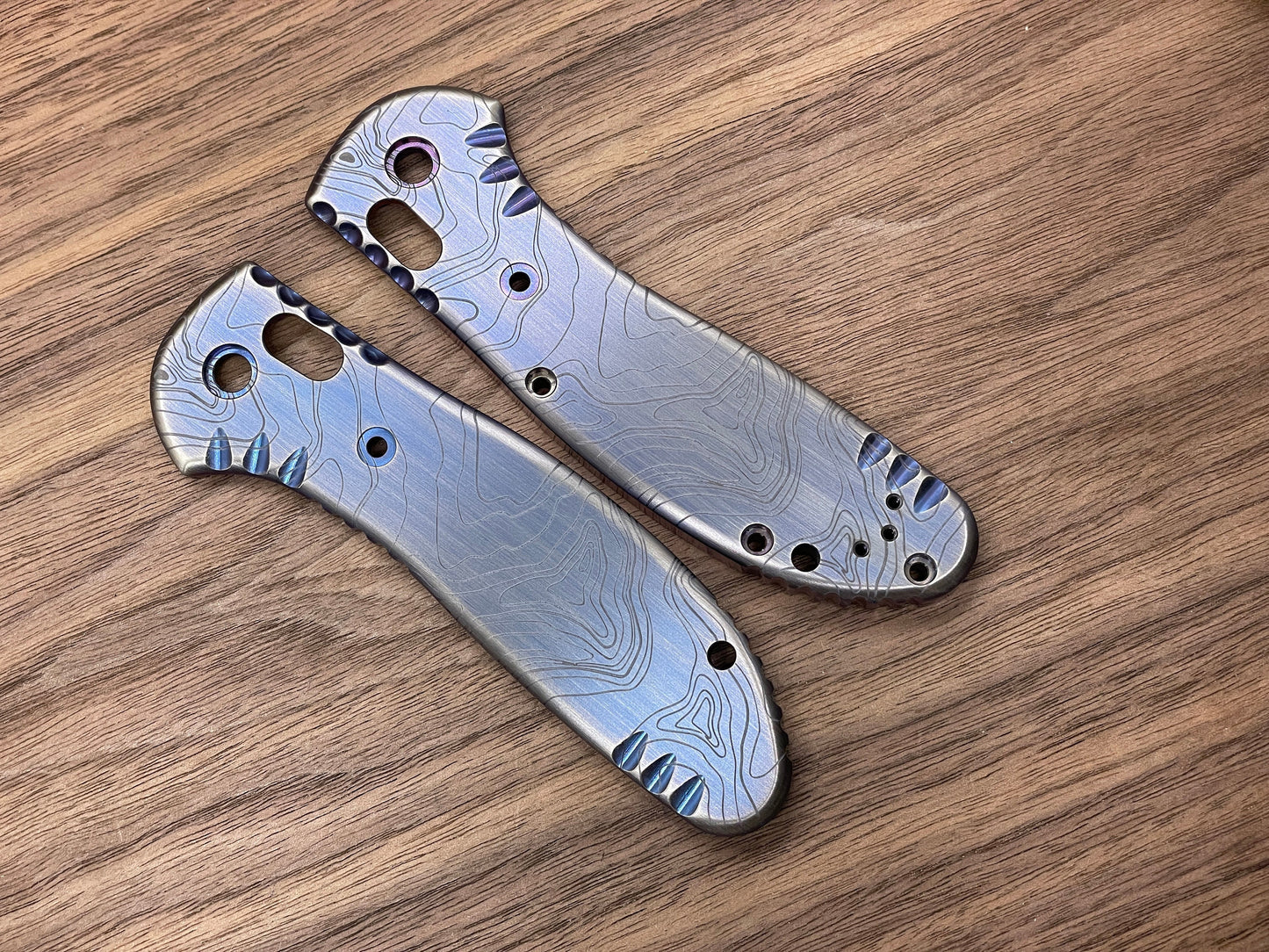 TOPO Blue Ano Brushed Titanium Scales for Benchmade GRIPTILIAN 551 & 550