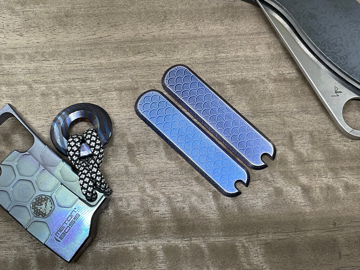 SEIGAIHA Blue ano Brushed 58mm Titanium Scales for Swiss Army SAK