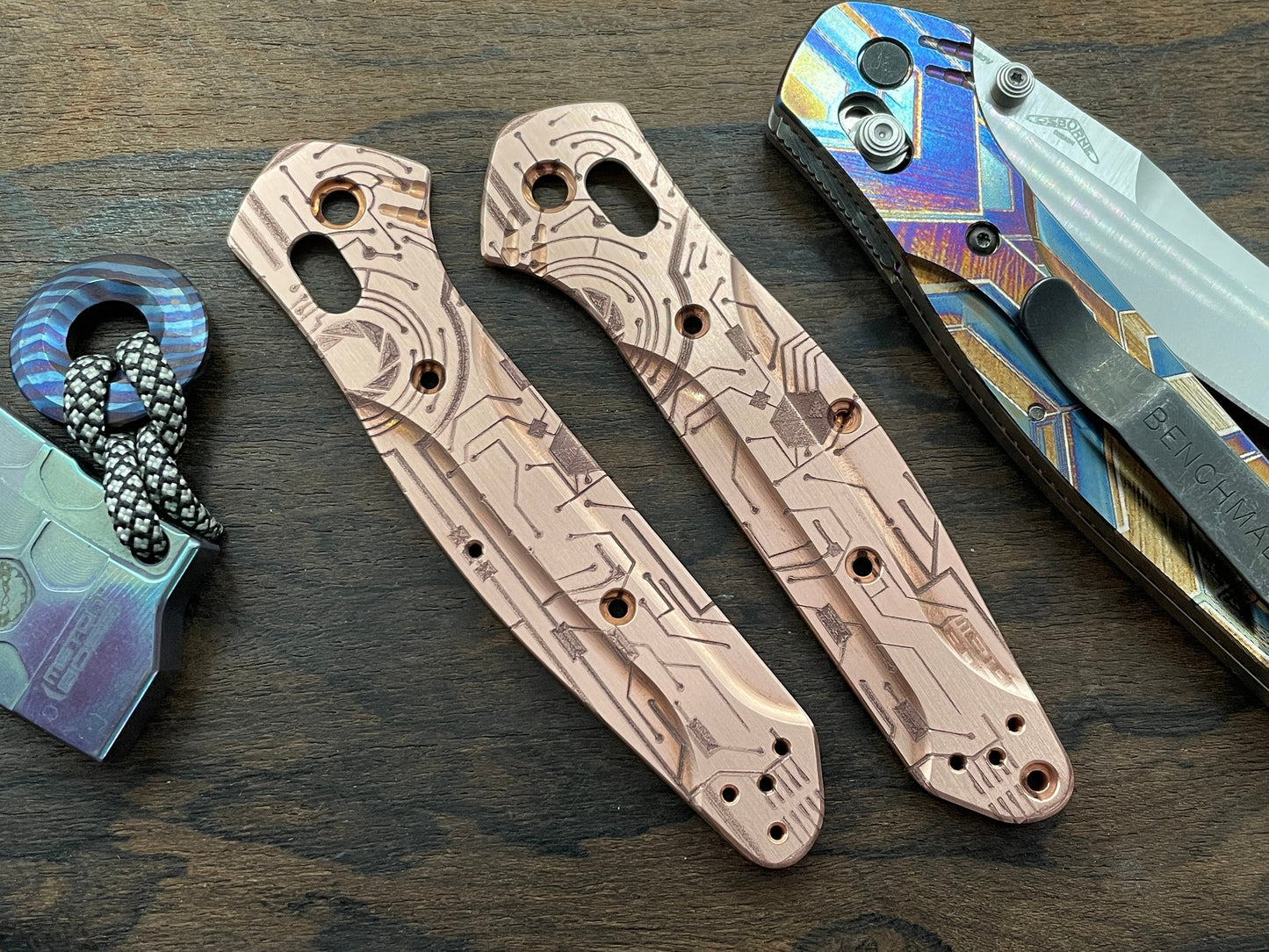 CIRCUIT BOARD engraved Copper Scales for Benchmade 940 Osborne