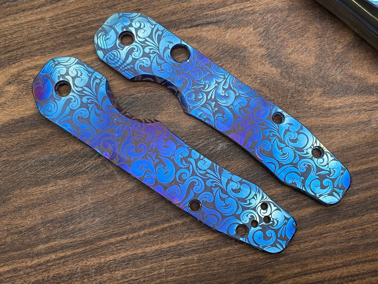 Flamed VICTORIA Titanium Scales for Spyderco SMOCK