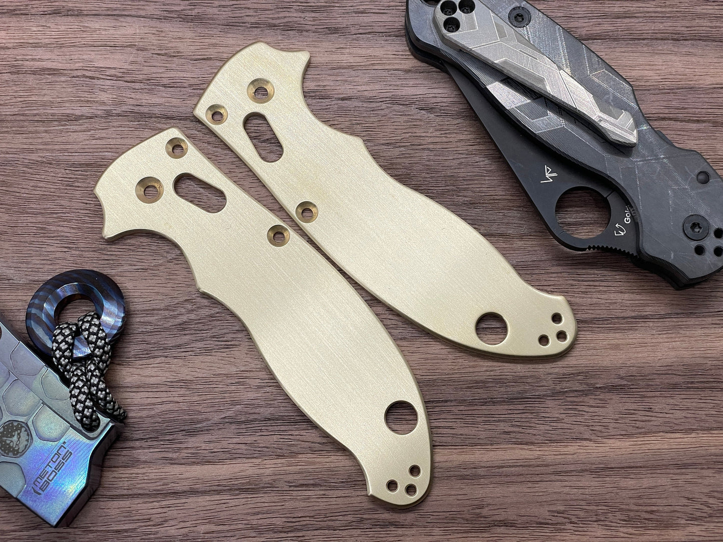 BRUSHED Brass scales for Spyderco MANIX 2