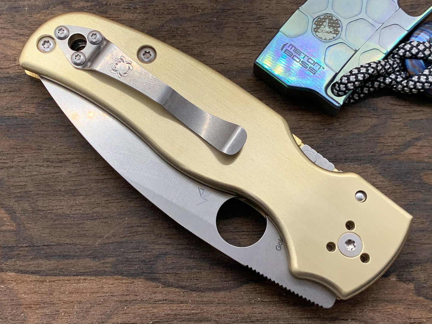 Brushed Brass Scales for SHAMAN Spyderco