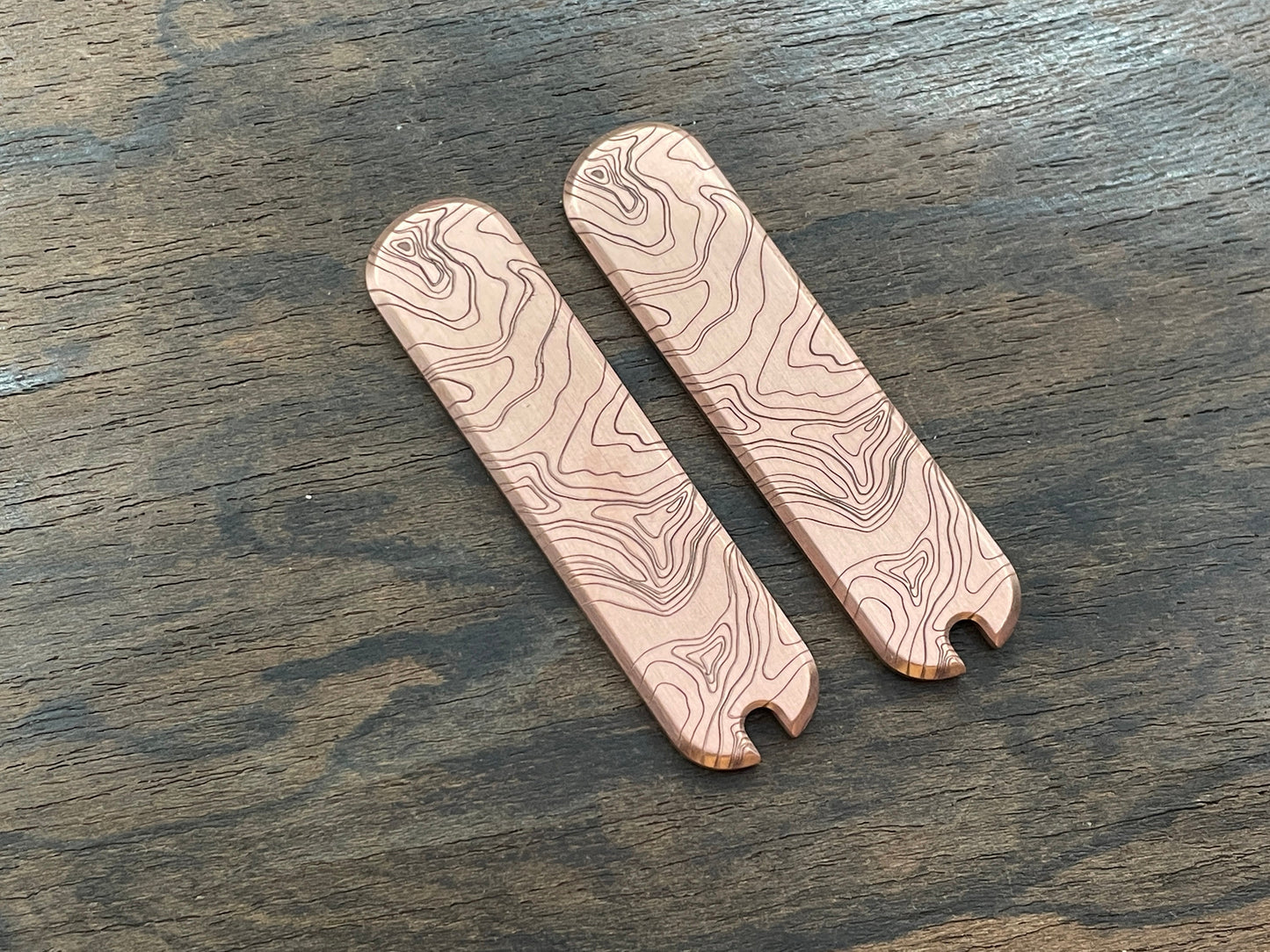 58mm TOPO engraved Copper Scales for Swiss Army SAK
