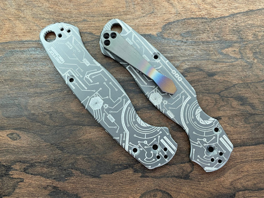 CIRCUIT-BOARD Engraved black Zirconium scales for Spyderco Paramilitary 2 PM2