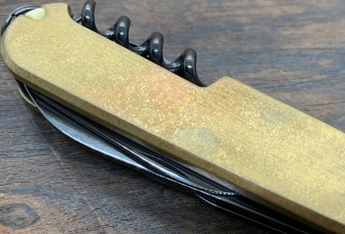 91mm Tumbled Brass Scales for Swiss Army SAK