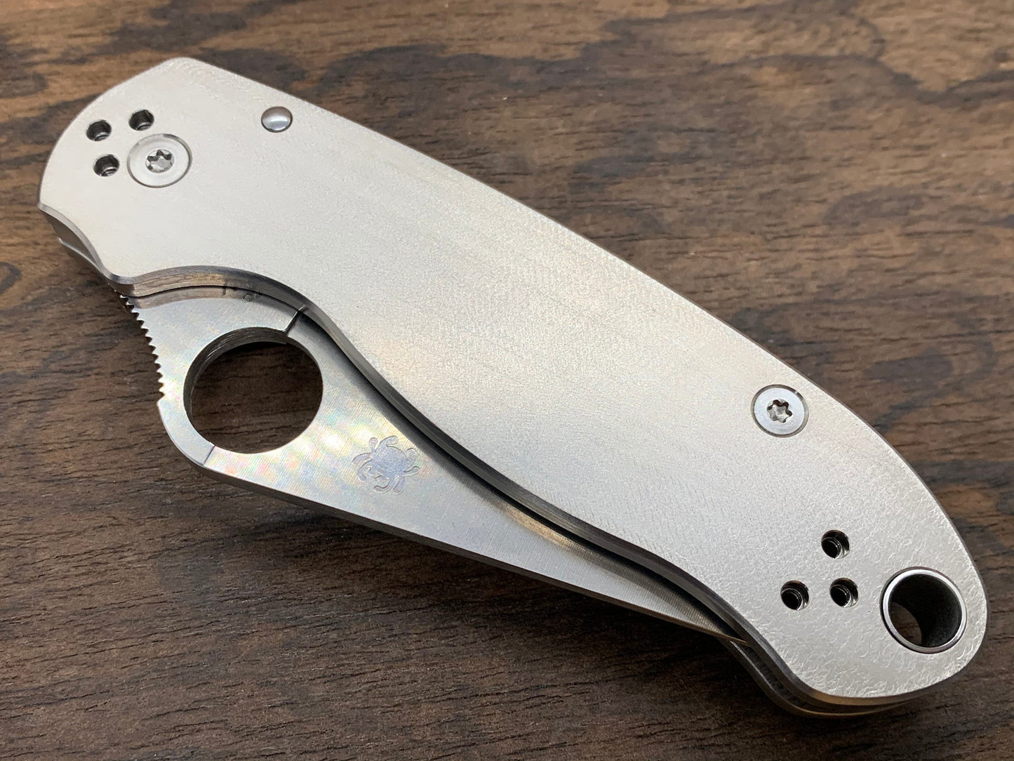 Deep Brushed Titanium Scales for Spyderco Para 3