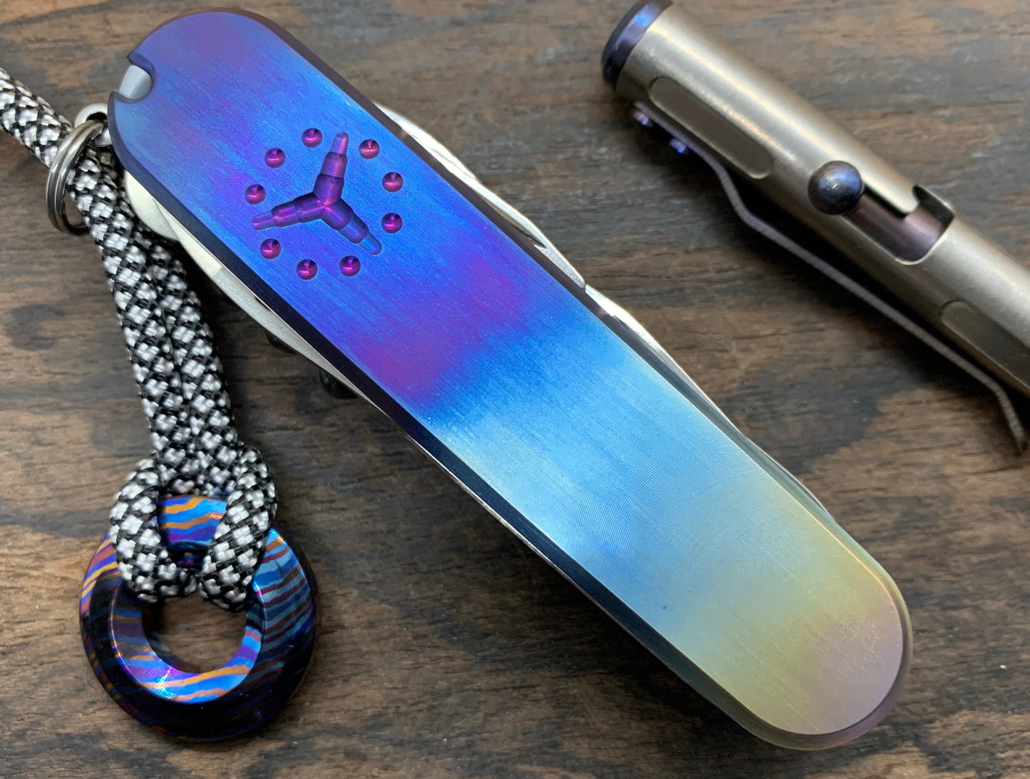 91mm FLAMED Brushed Titanium Scales for Swiss Army SAK91mm