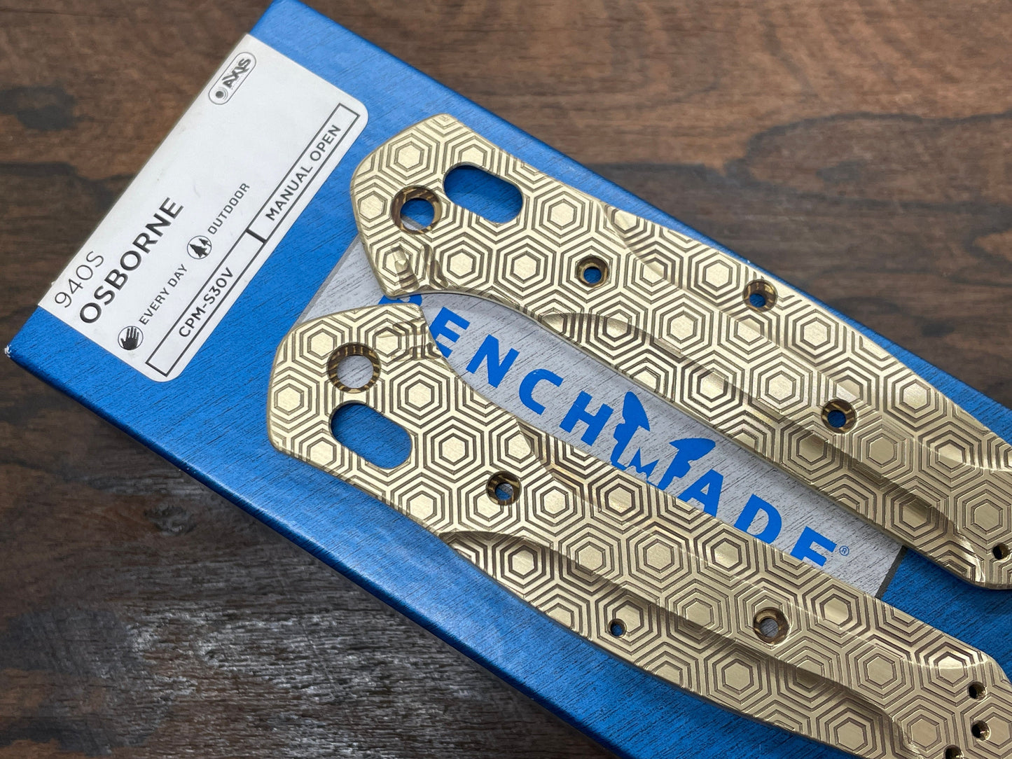 HONEYCOMB engraved Brass Scales for Benchmade 940 Osborne