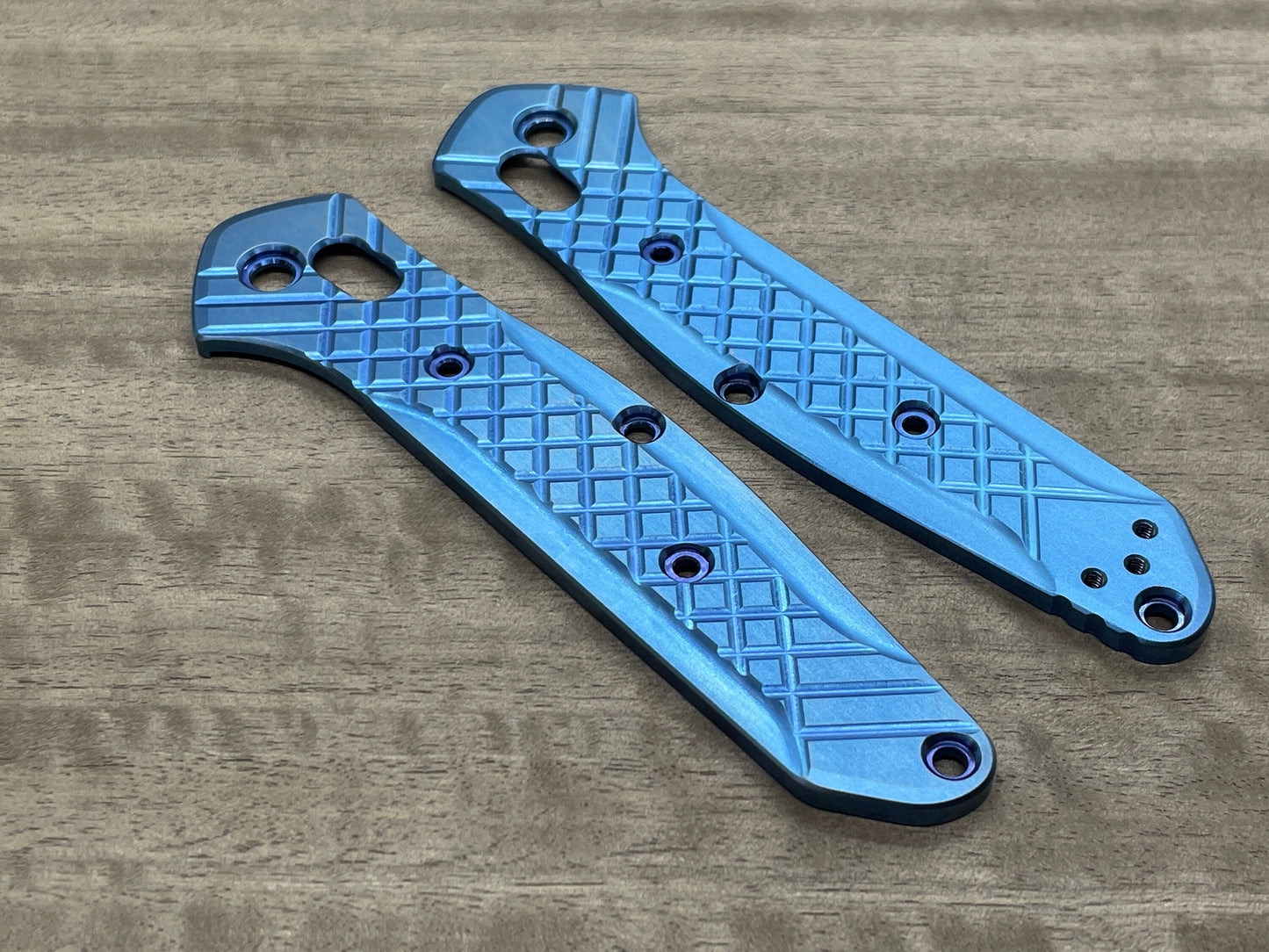 FRAG milled Blue Ano Titanium Scales for Benchmade 940 Osborne