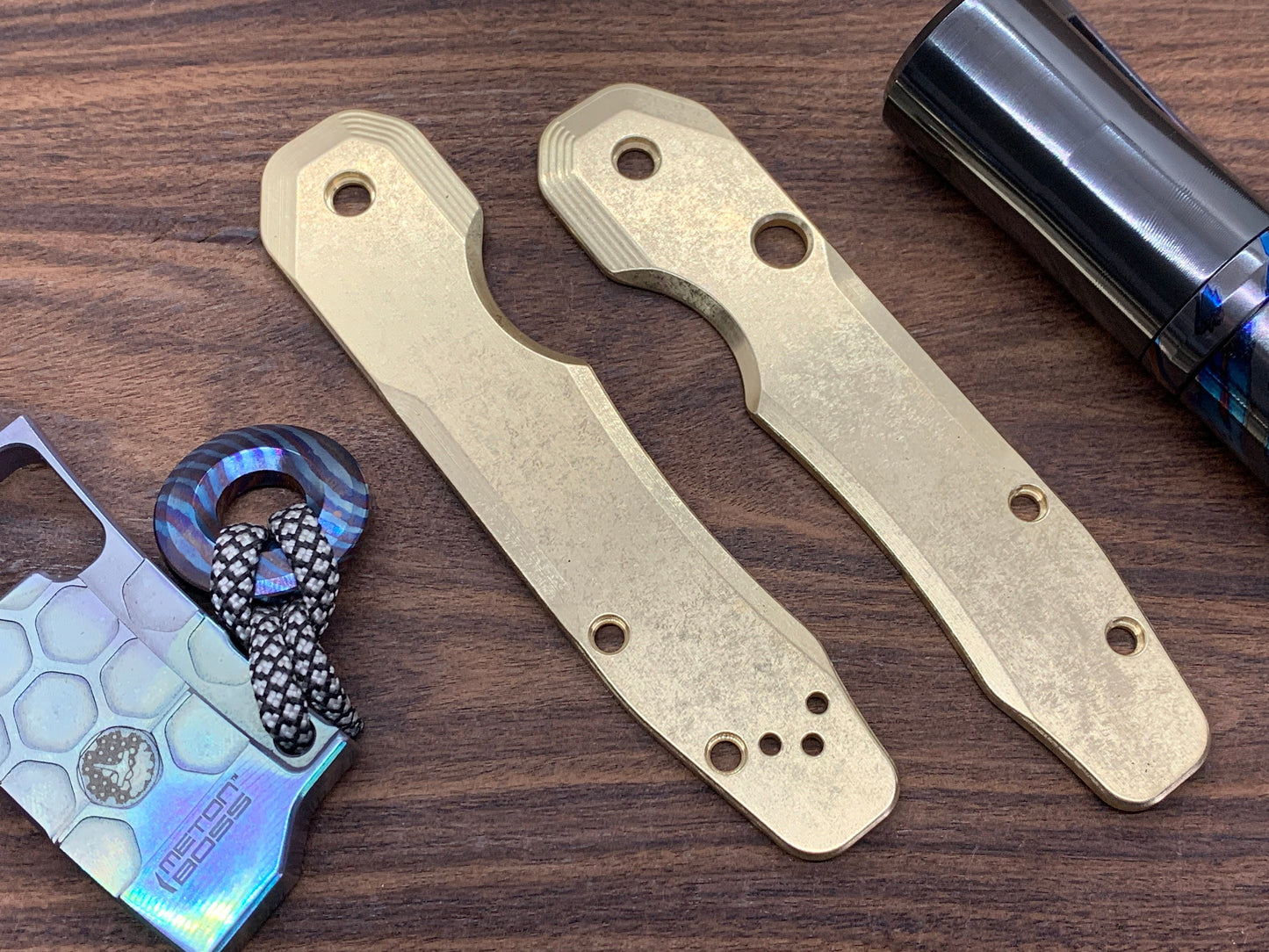 STONE WASHED Brass Scales for Spyderco SMOCK