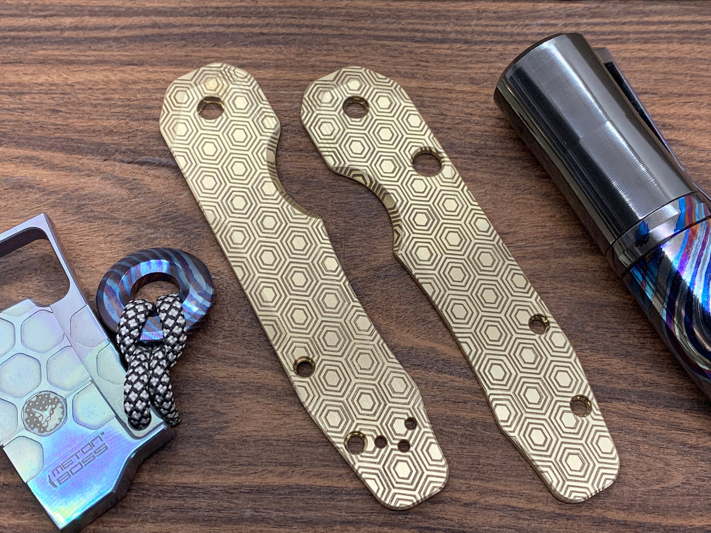 HONEYCOMB Brass Scales for Spyderco SMOCK