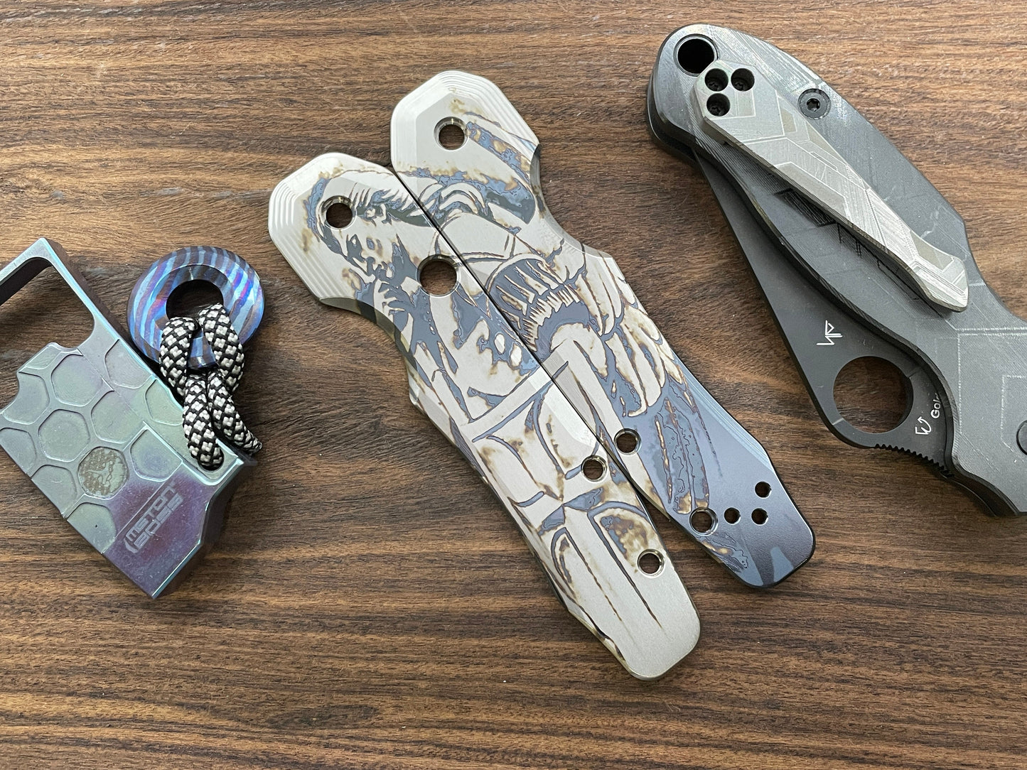 St. MICHAEL the Archangel Titanium Scales for Spyderco SMOCK