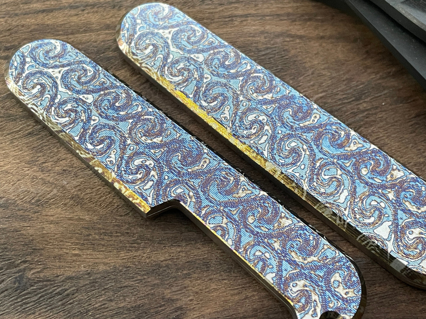 DragonFire engraved 91mm Titanium Scales for Swiss Army SAK